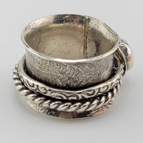 GARNET ANXIETY RELIEF RING HANDMADE IN STERLING SILVER SZ 6 - Picture 3 of 7